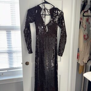 Bardot Black Sequin Long Sleeve Dress
